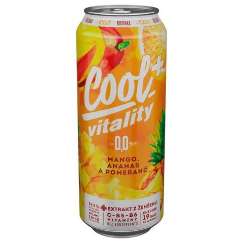 Cool+ Vitality mango, ananas a pomeranč nealkoholické pivo | 500 ml