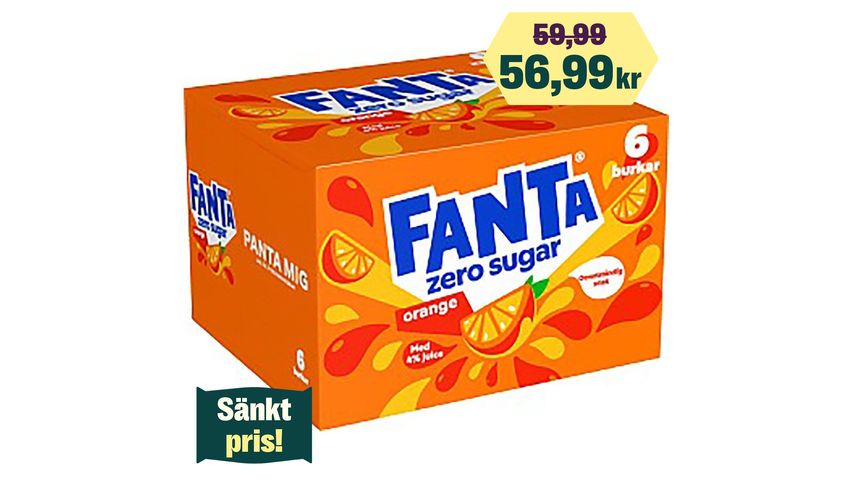 Fanta Zero Orange Soda 33cl 6-p