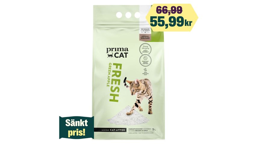 Primacat Fresh Apple Cat Litter. White 5000ml