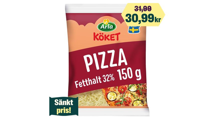 Arla Köket Riven Ost Pizza 32% 150g