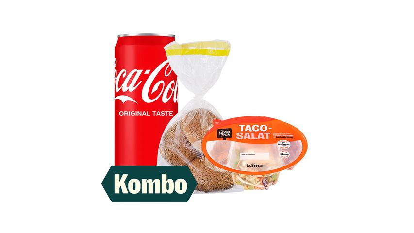 Tacosalat med Rundstykke & Coca-Cola