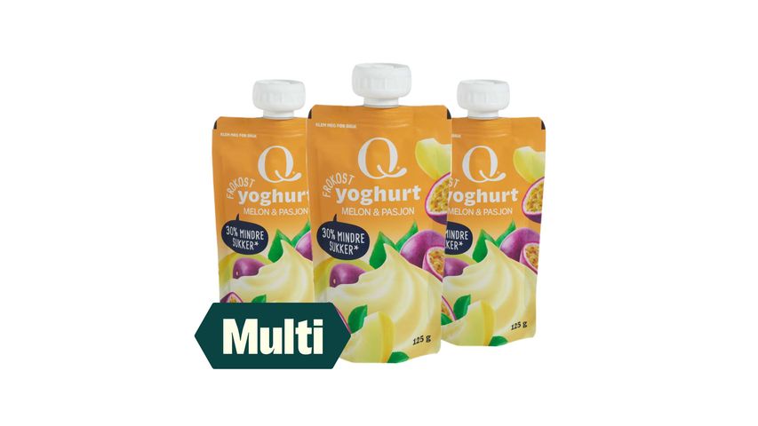 3 x Q Frokostyoghurt Melon & Pasjon 125g