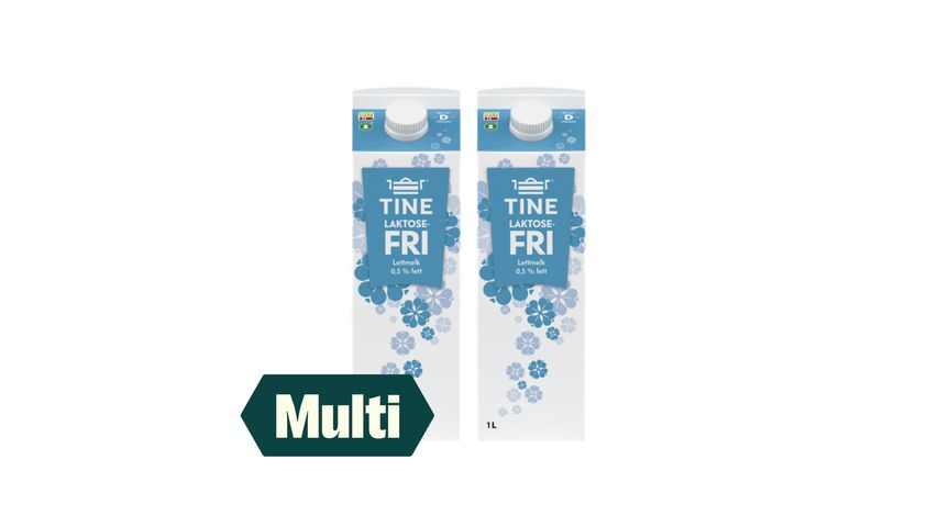 2 x TINE Laktosefri Melk Lett 0.5% 1l