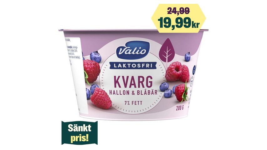 Valio Kvarg Raspberry/Blueberry Lactose-free 200g