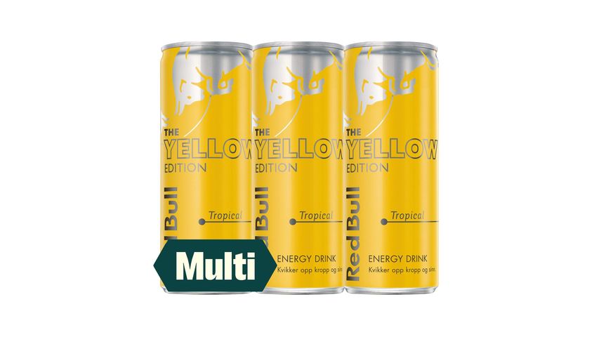 3 x Red Bull Energidrikk Yellow Edition Tropical 250ml