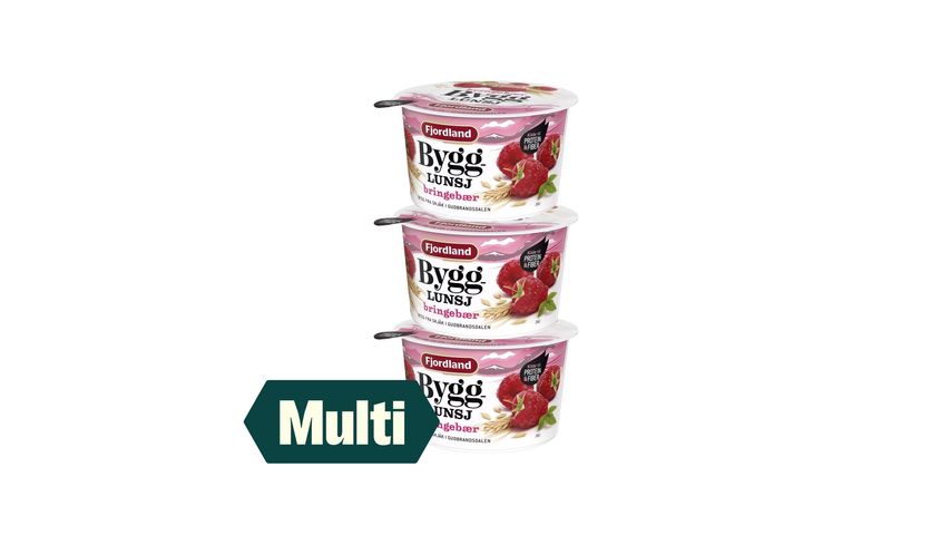 3 x Fjordland Byggrynslunsj Bringebær 150g