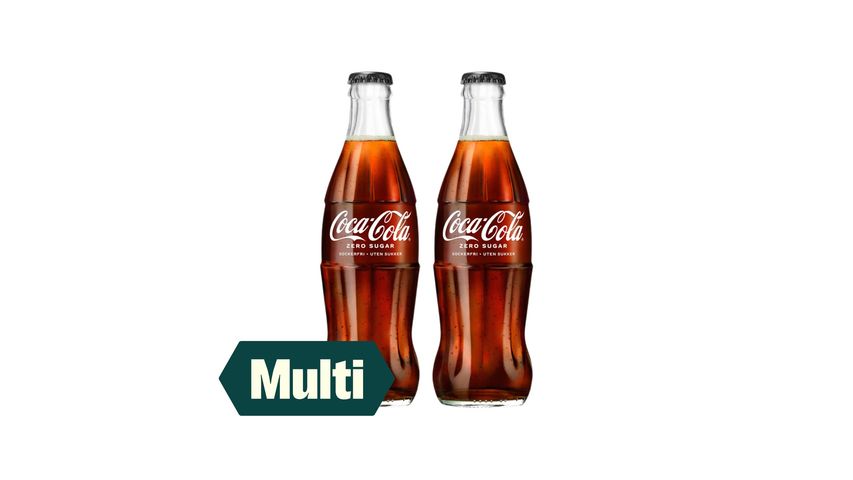 2 x Coca-Cola u/Sukker Glassflaske 330ml