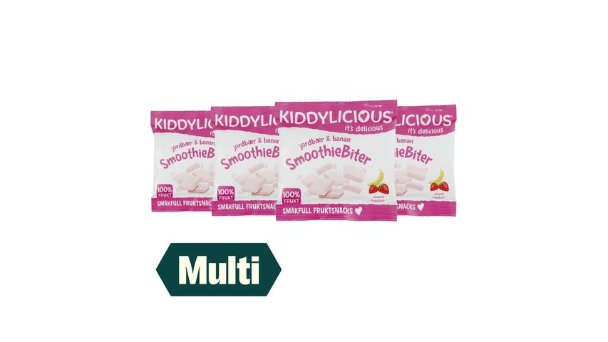 4 x Kiddylicious Smoothiebiter Jordbær & Banan 6g