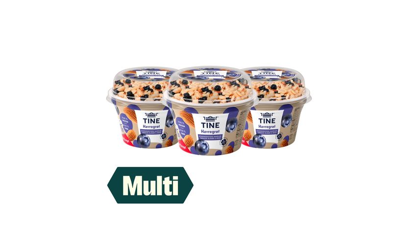 3 x TINE Havregrøt Mandler & Blåbær 170g