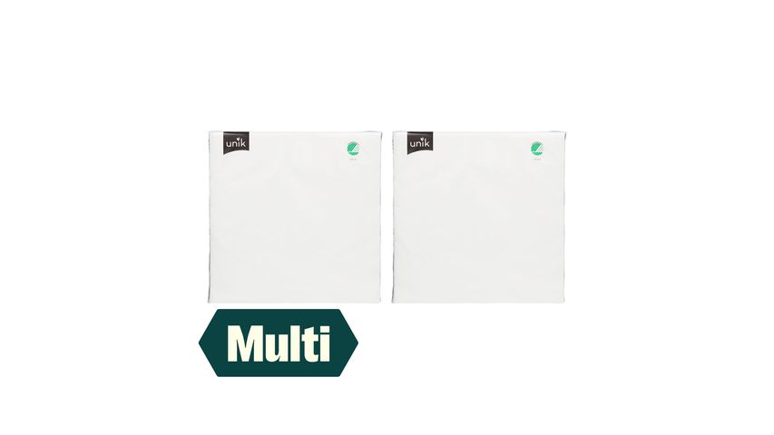 2 x Unik Serviett Middag Hvit 50 stk