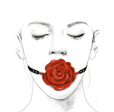 Upko Rose Ball Gag - Black Strap