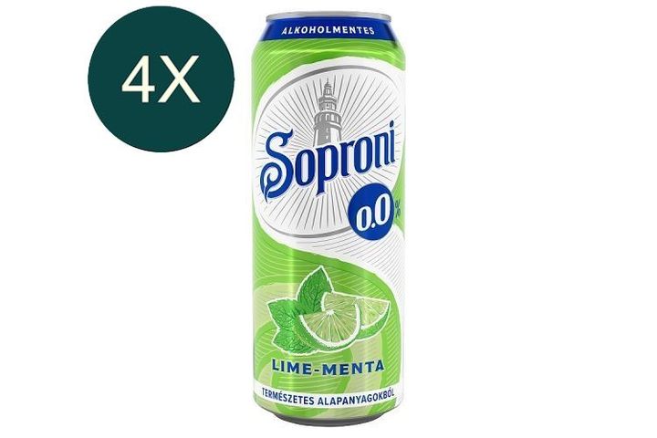 4x Soproni lime-mentás alkoholmentes sörital 0,0% 500 ml