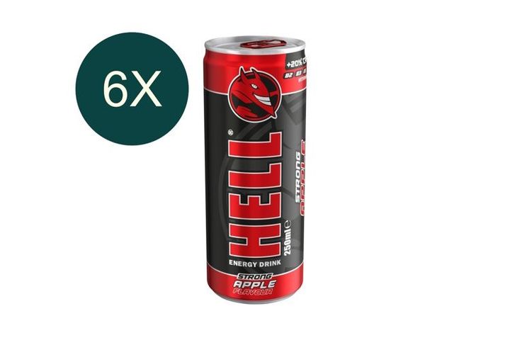 6x HELL Strong alma- és tuttifruttiízű, koffeintartalmú, szénsavas ital 250 ml