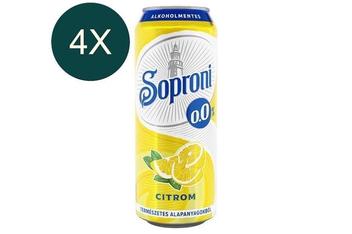 4x Soproni citromos alkoholmentes sörital 0,0% 500 ml
