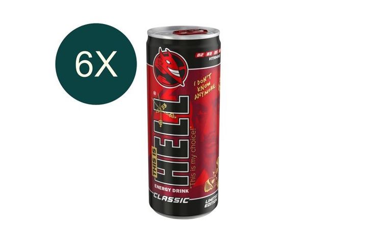 6x HELL Classic tuttifruttiízű, koffeintartalmú, szénsavas, alkoholmentes ital 250 ml