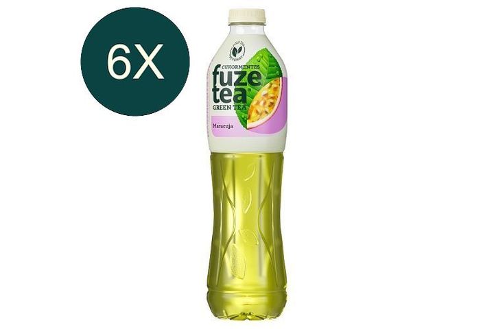 6x FuzeTea energiamentes, szénsavmentes maracujaízű üdítőital zöld tea kivonattal 1,5 l