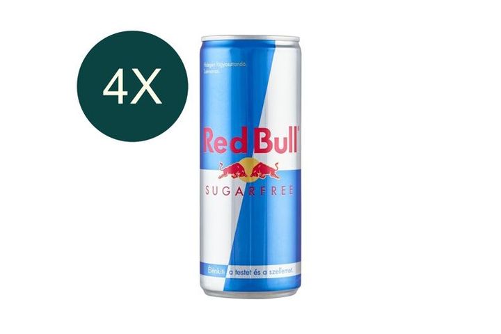 4x Red Bull Sugarfree magas koffeintartalmú szénsavas energiaital édesítőszerekkel 250 ml