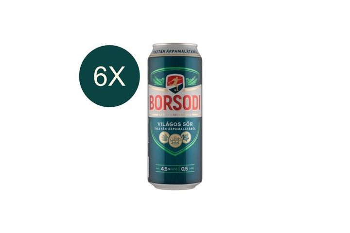6x Borsodi Light Beer 4,5% 0,5 l