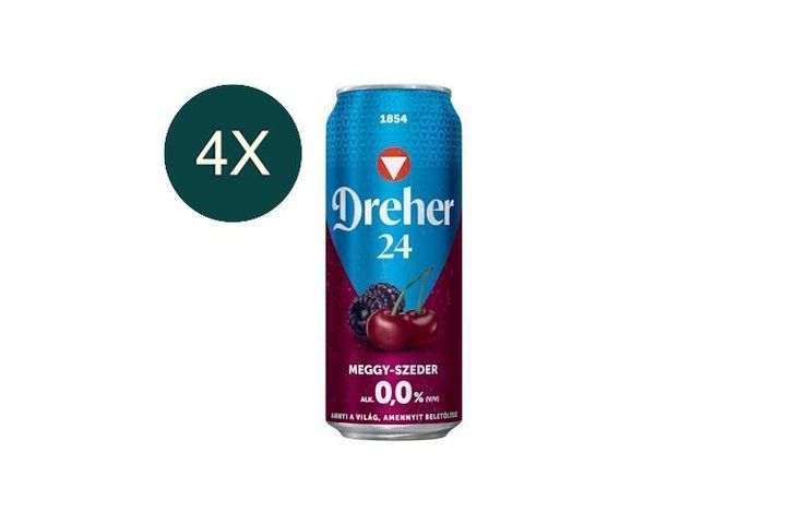 4x Dreher 24 Meggy-Szeder alkoholmentes világos sör és meggy-szeder ízű ital keveréke 0,0% 0,5 l