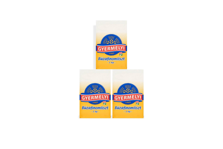 3x Gyermelyi Fine Plain Flour BL 55 1 kg