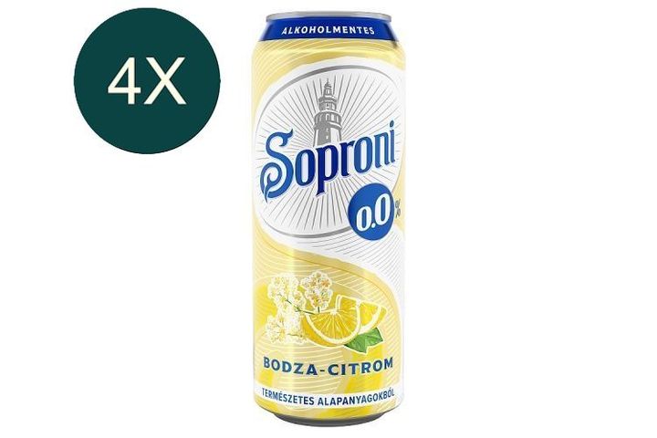 4x Soproni bodza-citromos alkoholmentes sörital 0,0% 500 ml