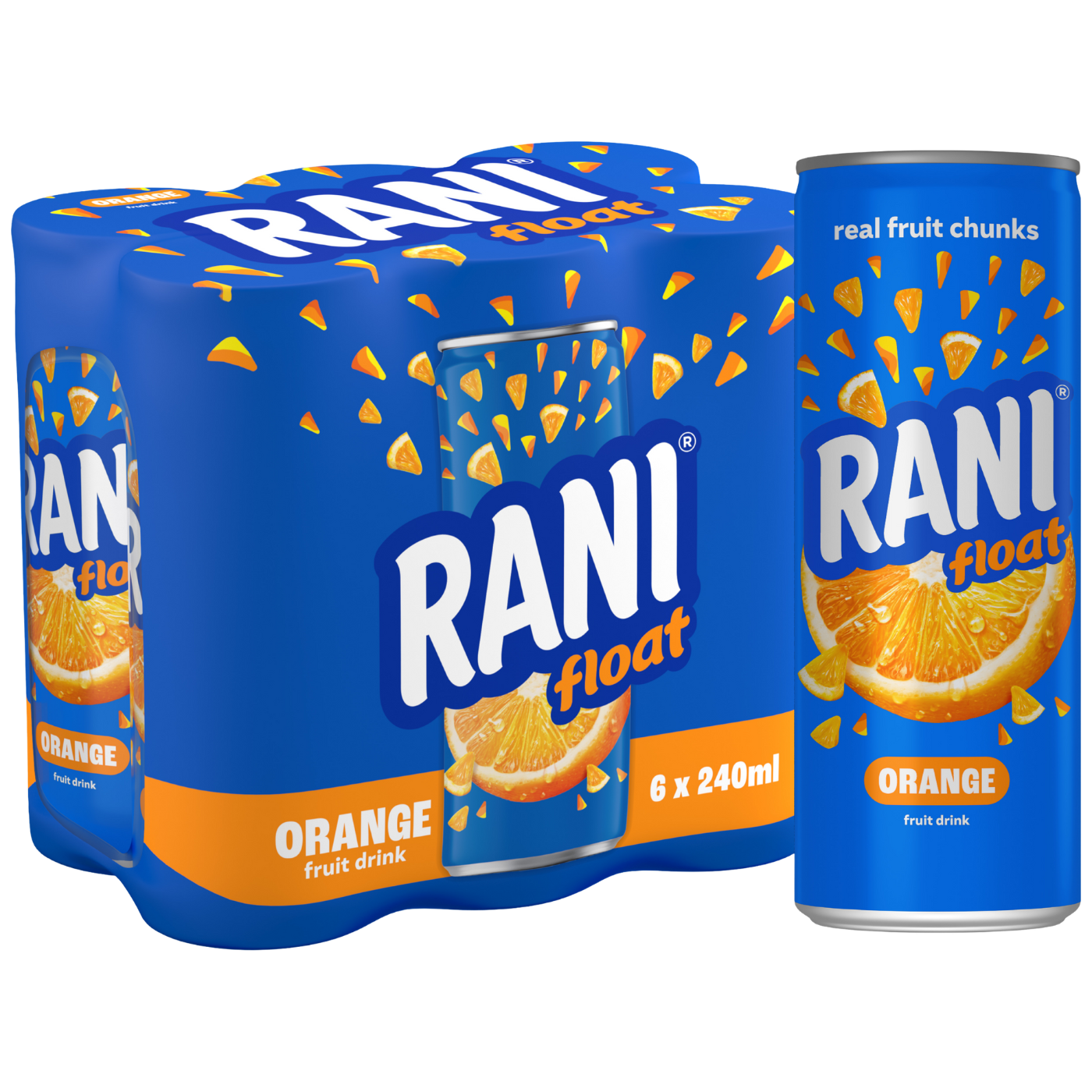 Buy Rani Float Orange Fruit Juice with Real Fruit Pieces in Can