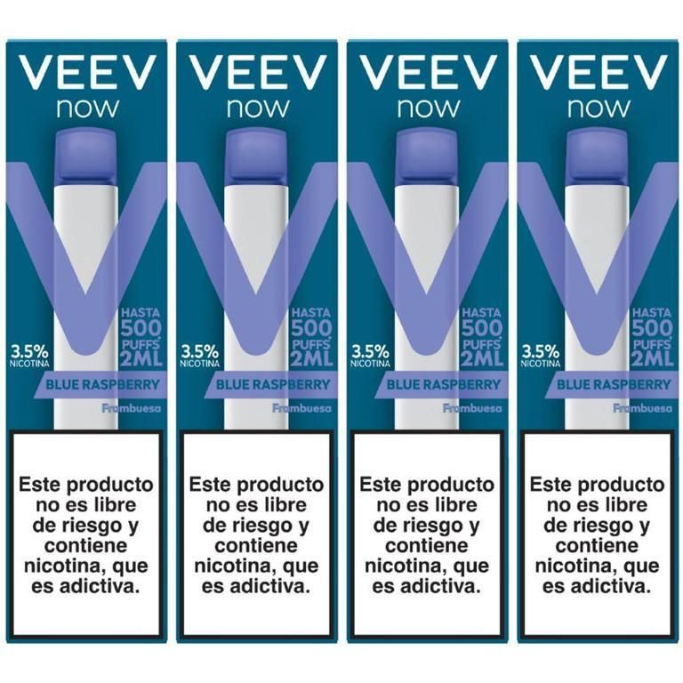 Vaporizador Veev Now Blue Raspberry 500 Puffs 2 ml 4 Unidades