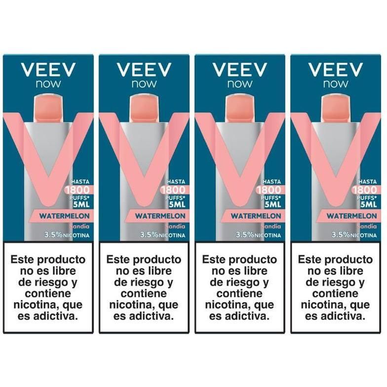 Vaporizador Veev Now Watermelon 1800 Puffs 4 Unidades