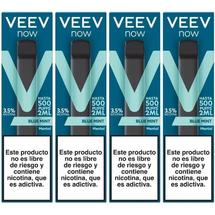 Vaporizador Veev Now Blue Mint 500 Puffs 2 ml 4 Unidades