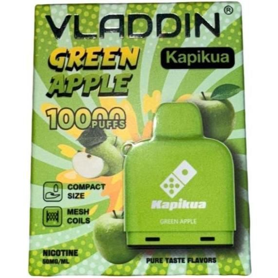 Cartucho Vladdin Kapikua Green Apple 10000 Puffs 1 Unidad