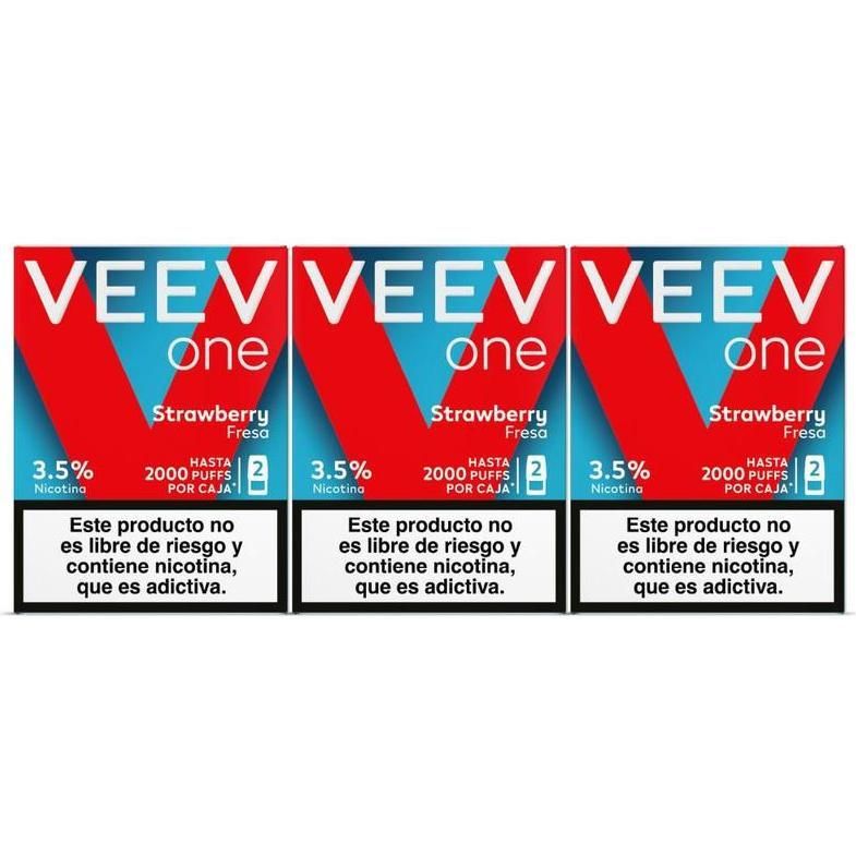 Pod Veev One Strawberry 2000 Puffs 3.5% Nicotina 3 Unidades