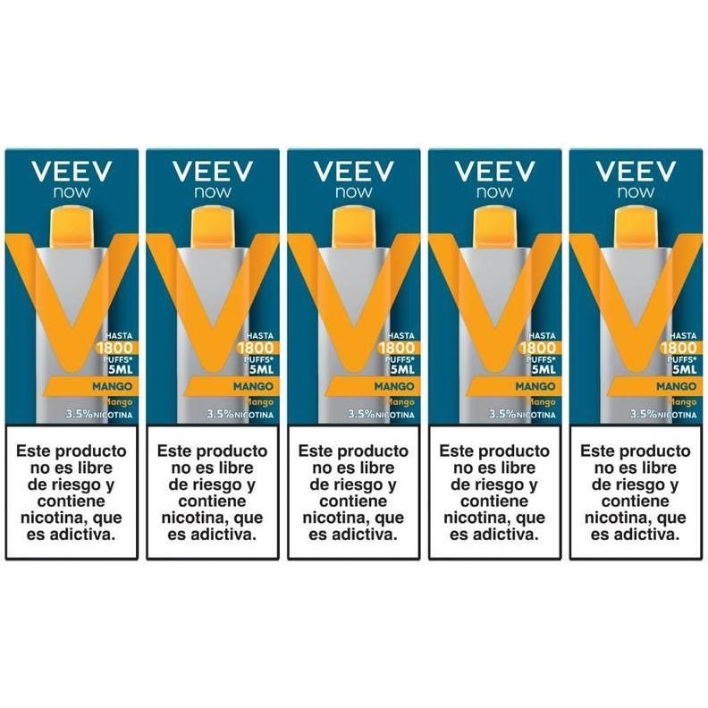 Vaporizador Veev Now Mango 1800 Puffs 5 Unidades