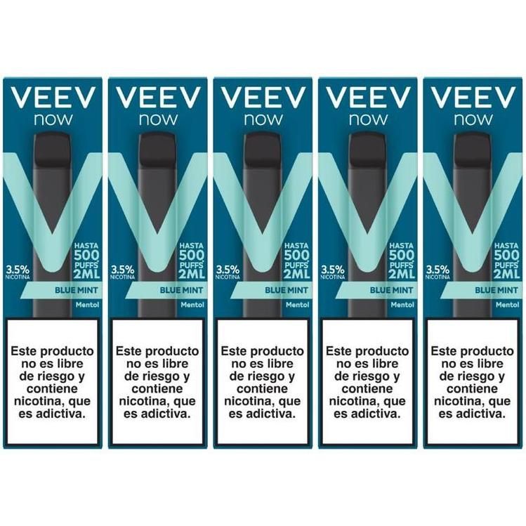Vaporizador Veev Now Blue Mint 500 Puffs 2 ml 5 Unidades