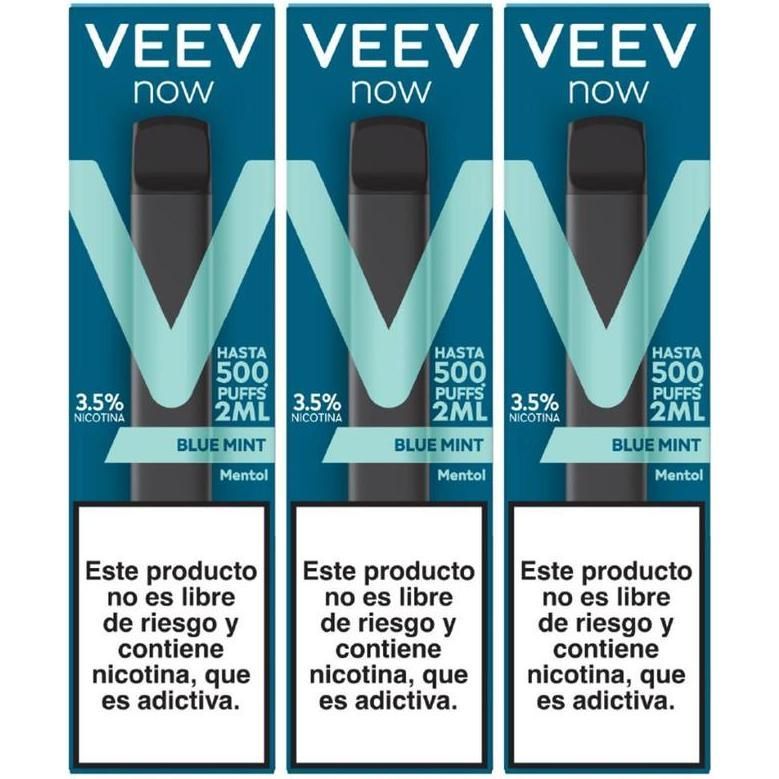 Vaporizador Veev Now Blue Mint 500 Puffs 2 ml 3 Unidades