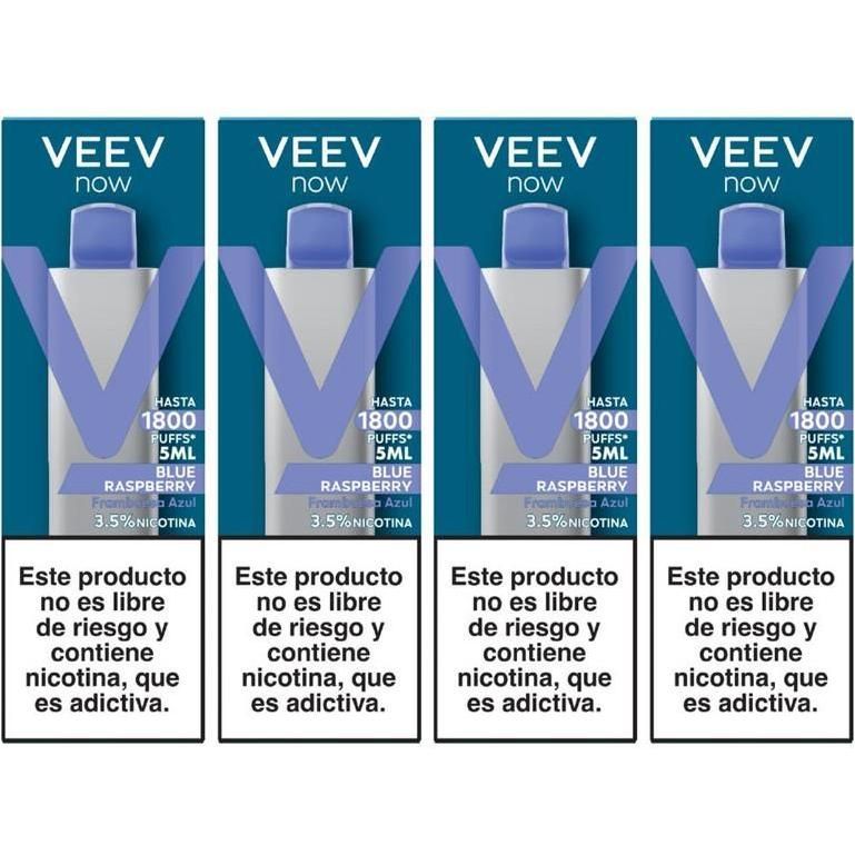 Vaporizador Veev Now Blue Raspberry 1800 Puffs 4 Unidades