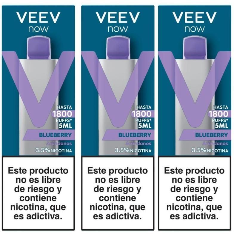 Vaporizador Veev Now Blueberry 1800 Puffs 3 Unidades