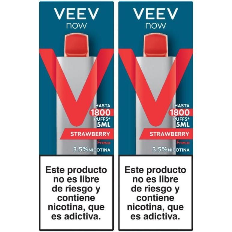 Vaporizador Veev Now Strawberry 1800 Puffs 2 Unidades