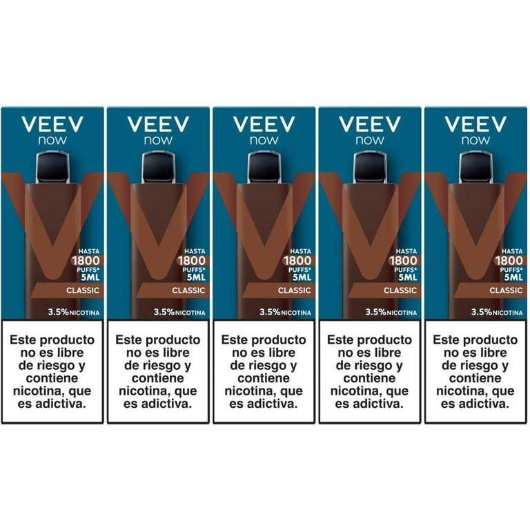 Vaporizador Veev Now Classic 1800 Puffs 5 Unidades