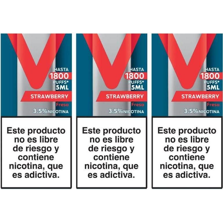 Vaporizador Veev Now Strawberry 1800 Puffs 3 Unidades