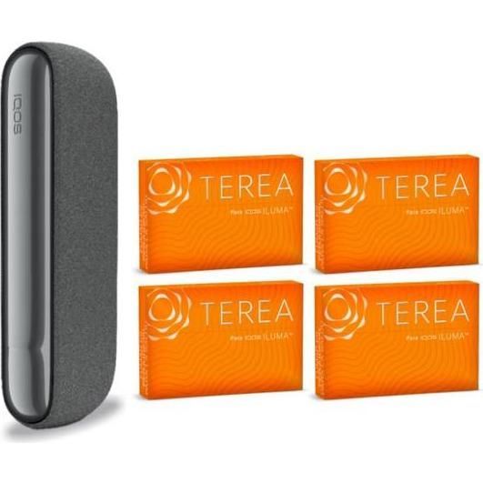Kit Iqos Iluma Pebble Grey + 4 Cajetillas Terea Amber 1 Unidad