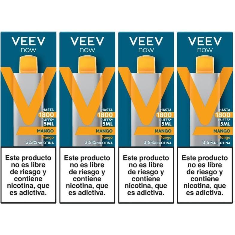 Vaporizador Veev Now Mango 1800 Puffs 4 Unidades