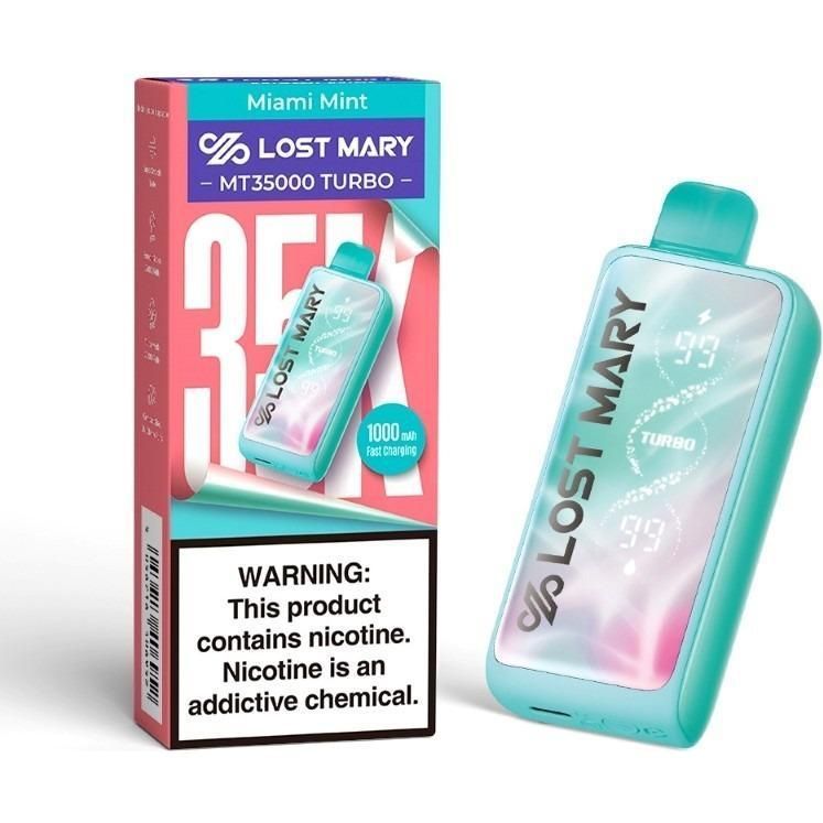 Vape Desechable Lost Mary Turbo, Sabor Miami Mint ( Mt 35000) 1 Unidad
