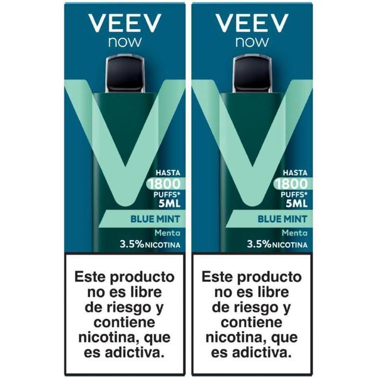Vaporizador Veev Now Blue Mint 1800 Puffs 2 Unidades