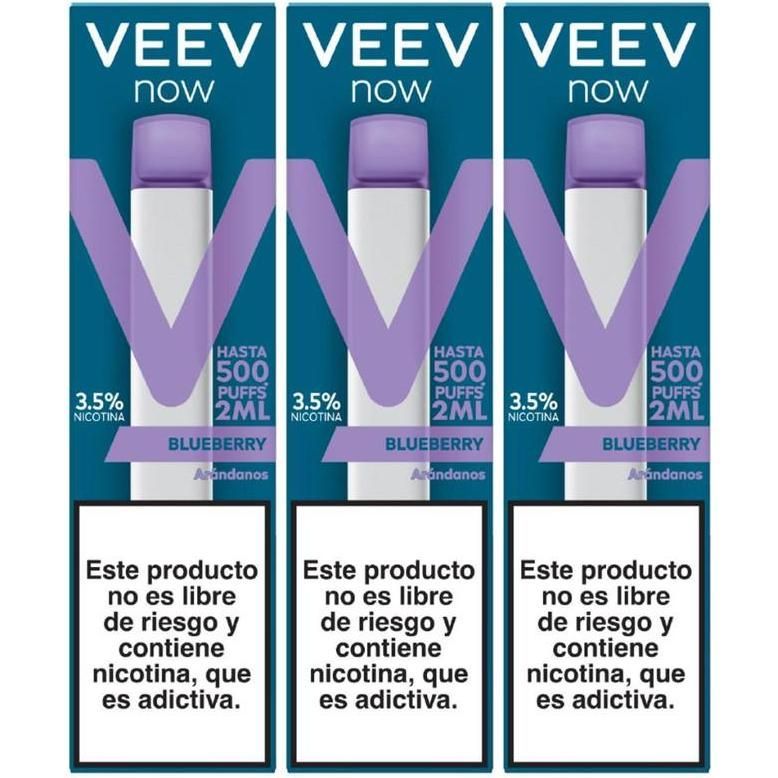 Vaporizador Veev Now Blueberry 500 Puffs 2 ml 3 Unidades