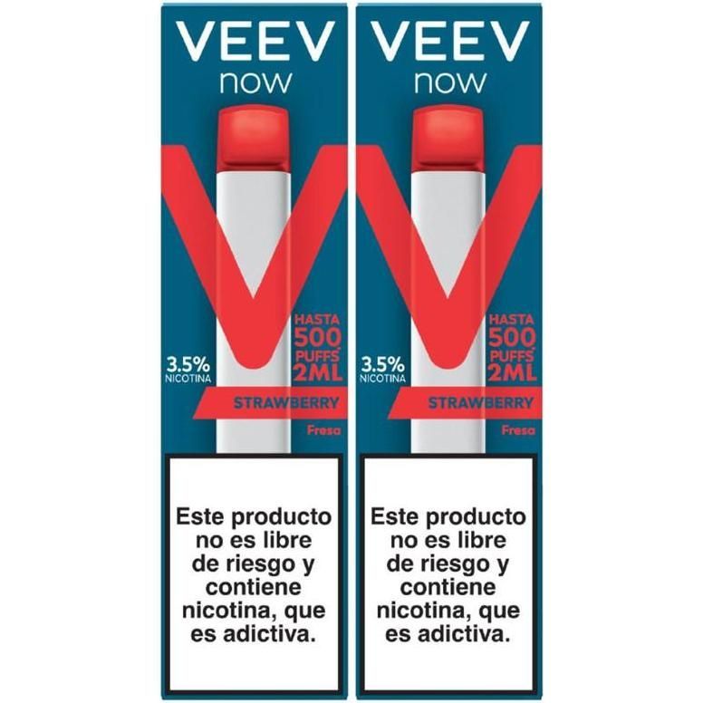 Vaporizador Veev Now Strawberry 500 Puffs 2 ml 2 Unidades