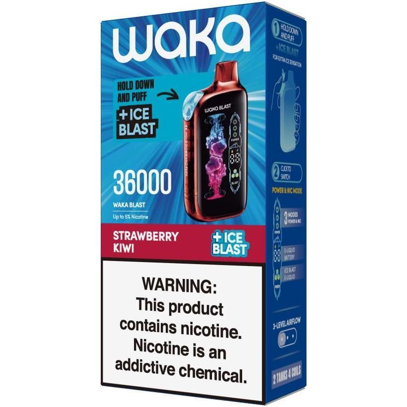 Vape Desechable Waka Strawberry Kiwi + Ice Blast 36000 puffs 1 unidad