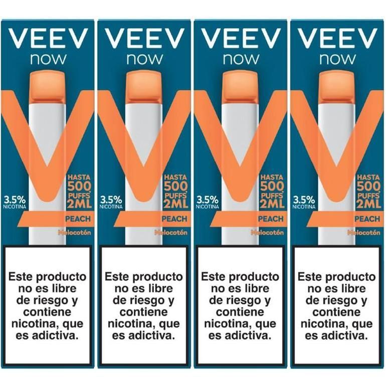 Vaporizador Veev Now Peach 500 Puffs 2 ml 4 Unidades