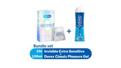 Durex Invisible Extra Sensitive Condoms Thinnest 10pcs + Play Classic Pleasure Gel Lubricant 100ml