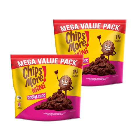 Chipsmore Mini Double Choc Cookie Mega Value Pack 14pcs x 28g x2