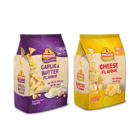 Mission Chips Bundle - Mission Garlic & Butter Tortilla Chip 170g + Mission Cheese Tortilla Chip 170g